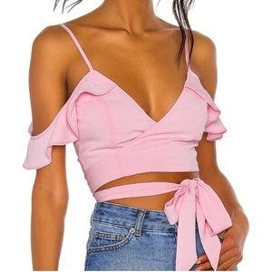 Superdown - Tiffani Wrap Tie Top in Pink